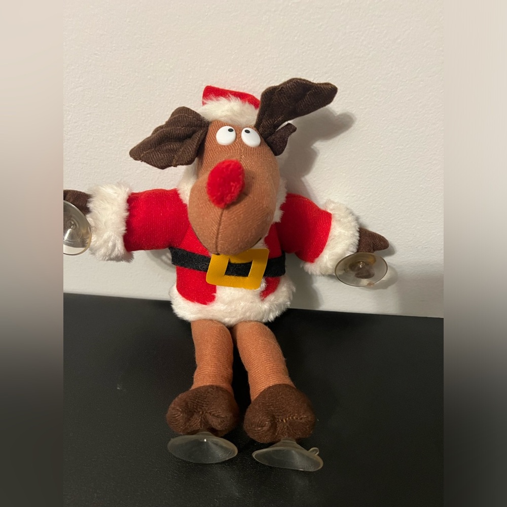Santa Rocky Bullwinkle Stuffed Animal Suction Cup Car Window Christmas Plush LN